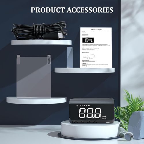 White Windshield Projection Heads Up Display, Digital GPS Speedometer with Speed Travel Direction Function  and Overspeed Alarm Fatigue Driving Alarm  Suitable for All Vehicles