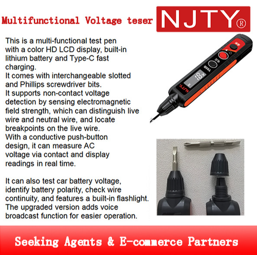 Voice Warning Non-Touch Voltage Tester Pen Automatic Power-off Multifunction Voltage Tester Multi-Functional Accurate for Electricians, Maintenance Workers, DIY Enthusiasts, Circuit Testing, Outlet Tr
