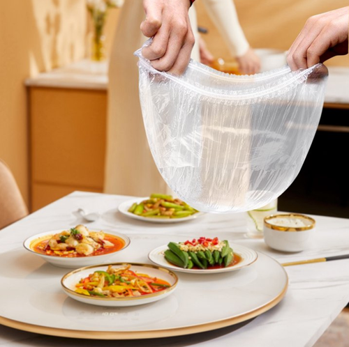 500 Pack Food Bowl Covers Kitchen Storage Lids Fresh Keeping Caps Food Storage Covers Plastic Wrap Bowl Covers for Food Storage
