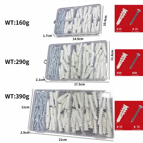 Wall Anchors (70 pcs) + Screws (70 pcs) – 1 Box Set