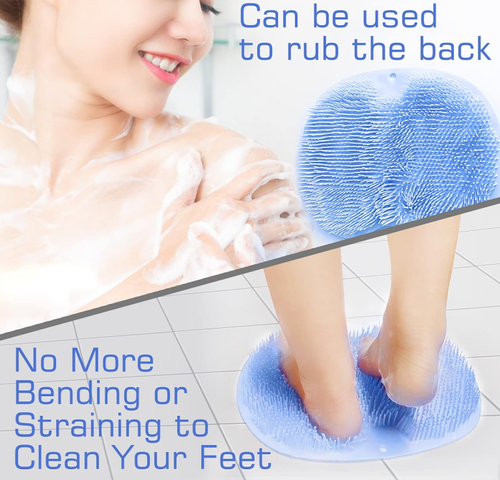 Shower Foot and Back Scrubber Massage Pad, Silicone Foot Scrubber Mat with Suction Cups, Wall Mount Back Washer, Non Slip Exfoliating Foot Brush for Shower, Men, Women, Seniors