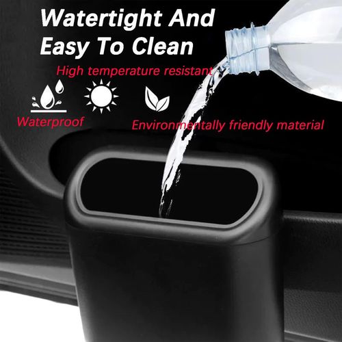 Car Trash Can Waterproof Multipurpose Rubbish Bin with Lid,Portable Hanging Car Vehicle Trash Can Bin,Black