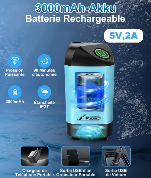 Camping Shower Kit, Rechargeable Electric Shower Pump, Shower Head with Intelligent Temperature Display and Adjustable Water Pressure