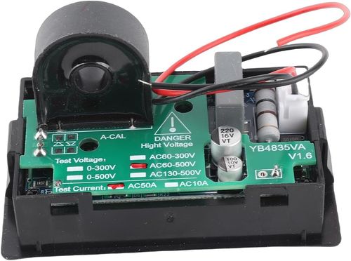 Digital Voltmeter with LED Red and Green Display - 2-in-1 AC Voltage and Amp Meter for 60-500V AC, 0-50A Panel Meter for Voltage and Current Testing