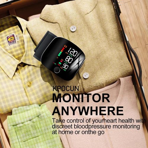 Blood Pressure Monitor Automatic Wrist Machine Large Backlit Display Adjustable Cuff Blood Pressure Detector Voice Broadcast with Carrying Case