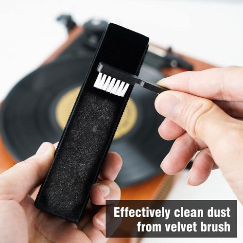 Record Cleaning Kit, 2-in-1 Vinyl Record Cleaner Includes Soft Velvet Brush and Stylus Cleaner Brush, Best Cleaning to Remove Dust Static Particles