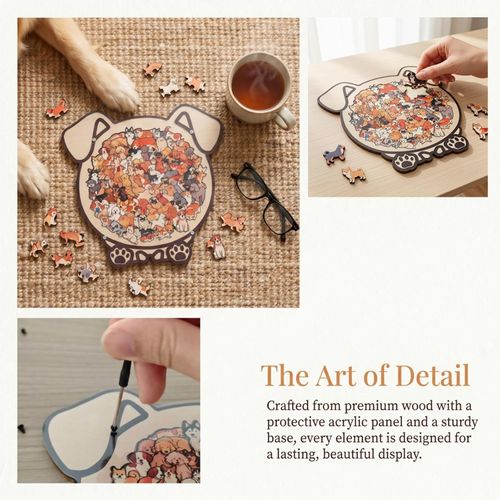 Cartoon Cat Wooden Jigsaw Puzzle – Educational & Stress-Relieving Puzzle for Kids and Adults (Cat-Themed)