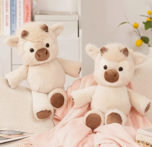 Highland Cow Plush Toy Soft Fluffy Cattle Stuffed Animal Gift - Premium