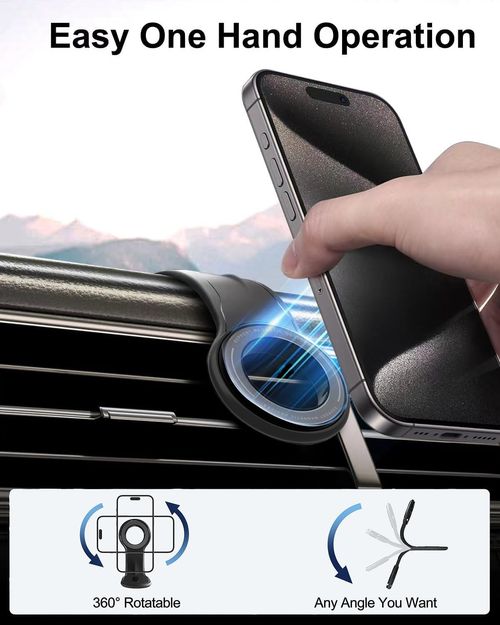 Universal Magnetic Mobile Phone Holder for Car, Compatible with iPhone 14 13 12 Pro Max, Flexible Memory Aluminium Alloy for Dashboard and Windscreen