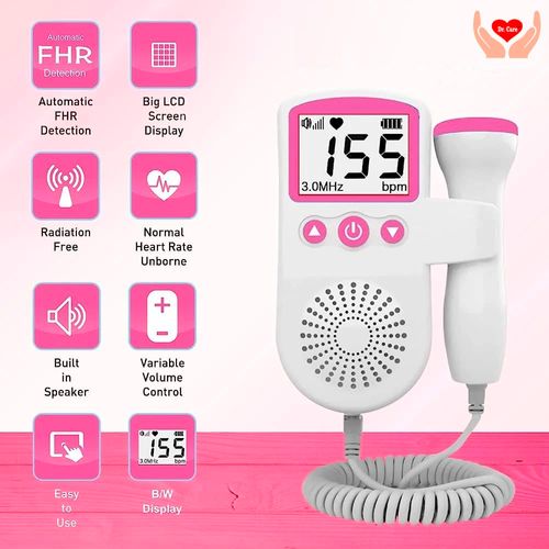 Fetal Doppler - Your Portable Companion for Pregnancy: 50-230M Measuring Hz, LCD Display, Pocket Size (Pink)