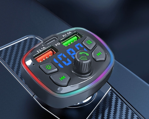 In-Car Bluetooth MP3 Player with Digital Voltage Display — PD Fast-Charging Dual-Port Car Charger Multifunctional Q7 Car Charger — Cigarette Lighter Adapter with Fast Charging & In-Car Bluetooth Music Player