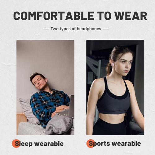 Wireless Bluetooth Headset, Tiny Size Invisible Earbuds, Sleep and Sports Earphones Set, 2 Pairs, Mini and Short Handle Design, for Work Sport Sleeping ﻿ ﻿ (Black)