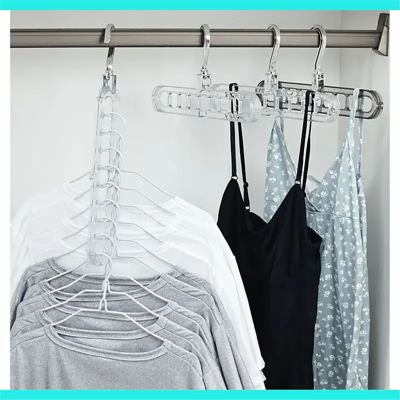 Transparent 9-Hole Rotating Hanger – Multifunctional Space-Saving Organizer for Home Wardrobes