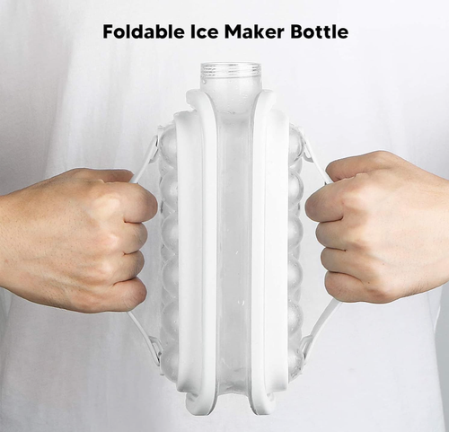 Portable Ice Making Bottle, Ice Ball Maker Mold Foldable Multifunctional Easy Operation with Sealing Cover for Drinking Shop for Household (White)