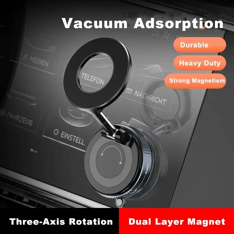 Upgraded 360° Nano Gel Vacuum Magnetic Phone Holder, Car Phone Holder for Magsafe, Suction Cup Phone Mount for Car