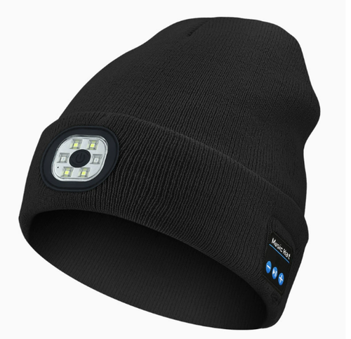 Bluetooth Music Knit Hat with LED Lighting — Luminous Christmas Cap, Outdoor LED-Lit Bluetooth Beanie, New Cross-Border Style: Outdoor Lighting and Music Knit Hat