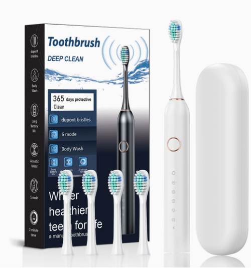 New 6-Mode Electric Toothbrush for Adults – TPC Rechargeable, Soft-Bristle Cleaning