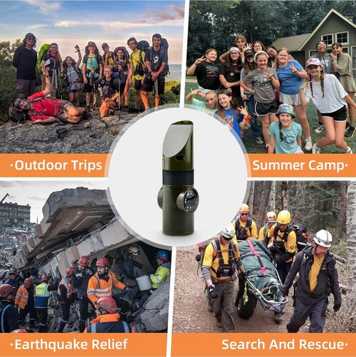Outdoor Survival Multi Tool Whistle Compass LED Flashlight 7 in 1 Compact Gadget