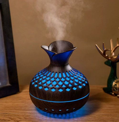 USB Home Wood Grain Flower Humidifier Quiet Office Mini Aroma Diffuser Mushroom Vase Humidifier