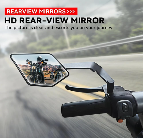 Foldable Stealth Wind Wing Side Mirrors, Wide Viewing Angle, Durable Material, Quick Installation,  White glass lens