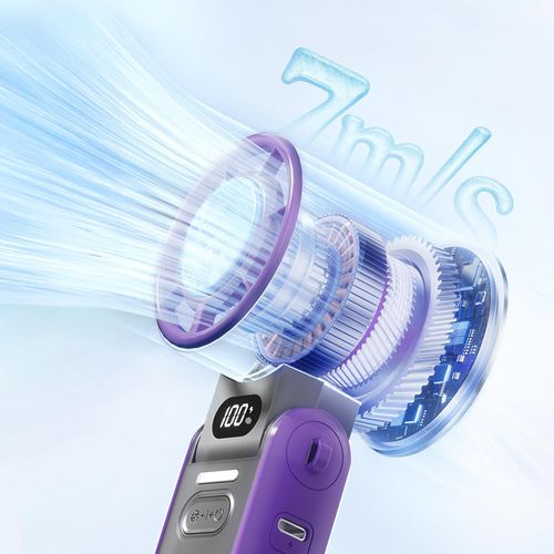 Handheld Cooling Ice Fan – 100-Speed Adjustable Mini Turbo Fan, 4000mAh USB Rechargeable Battery, LED Display, 3-in-1 Foldable Design for Travel, Camping, Office ,Outdoor Use