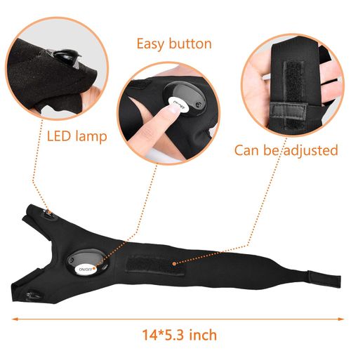 Men's Neoprene Plastic Cotton LED Hands-free Fishing Camping Hiking Repairing Gear Unique Finger Flashlight Gloves Tool