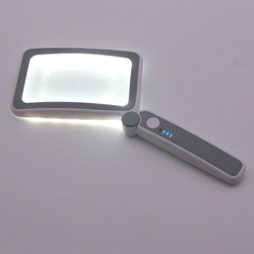 Handheld Charging Foldable Power Display LED Light Reading Newspaper Magnifying Glass(Gray)