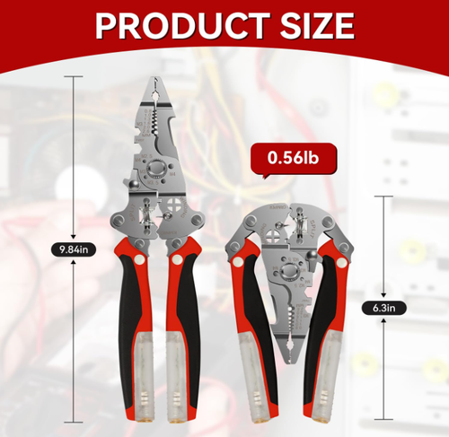 16-in-1 Foldable Wire Stripper with 12–250V Voltage Tester