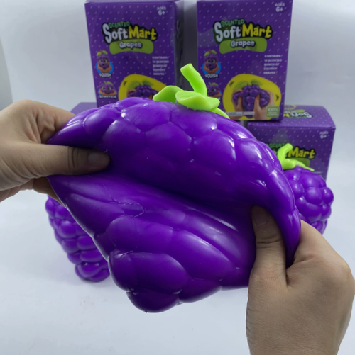 Extra Large Purple Grape Squeezable Toy for Stress Relief - TPR Filled Flour Grape Squeezable Toy