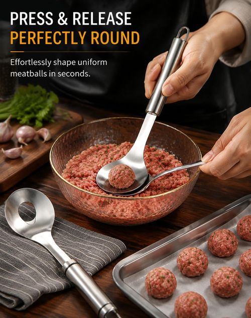 304 Stainless Steel Meatball Scoop – Manual Squeeze-Action Tool for Making Meatballs and Fish Balls
