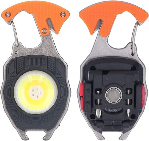 Small LED Flashlight, Multifunctional Mini Work Light, 3 Light Sources, Magnetic Cigarette Lighter, LED Keychain, Mini COB with Light, Bottle Opener, Screwdriver