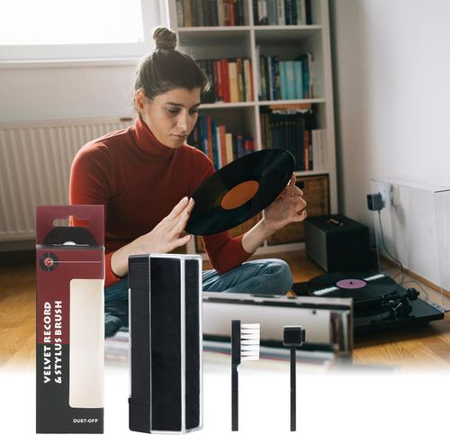 Record Cleaning Kit, 2-in-1 Vinyl Record Cleaner Includes Soft Velvet Brush and Stylus Cleaner Brush, Best Cleaning to Remove Dust Static Particles