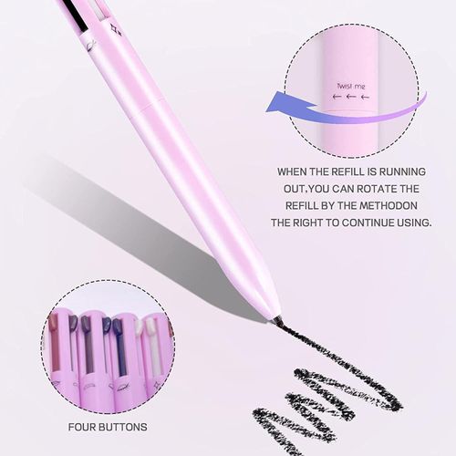 4-in-1 Makeup Pencil, Highlighter, Eyeliner, Brow & Lip Liner, Waterproof, All in One Travel Makeup Pencil