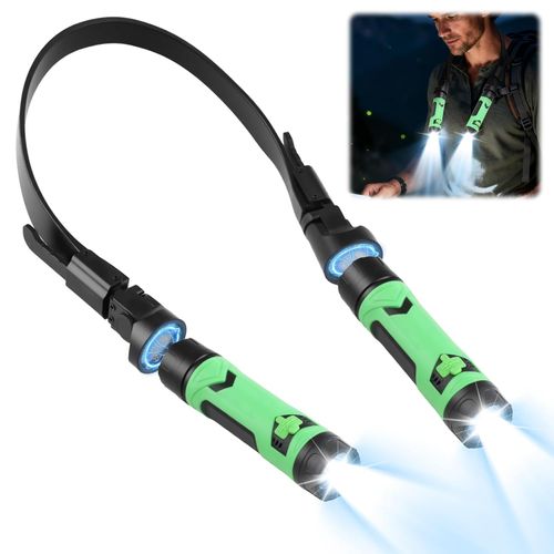 Birthday Gifts for Men Dad Him, Rechargeable LED Neck Reading Light with Detachable Magnetic Torch, Hands Free Neck Light for Knitting, Repairing, Dog Walking & Camping, Cool Gadgets for Men Women