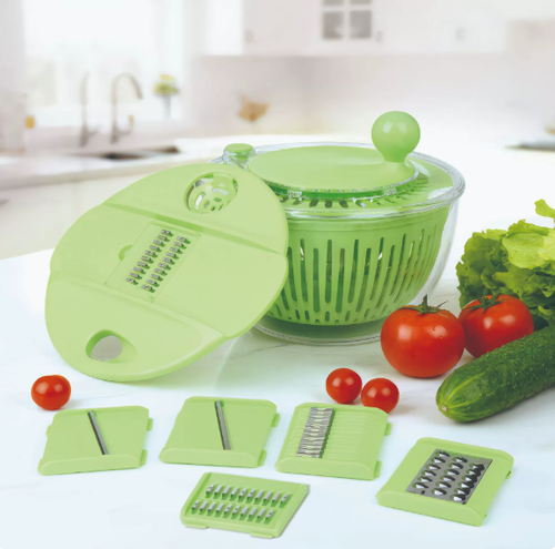 Multifunctional Vegetable Dehydrator | Press-Type Spinner & Drain Basket | Salad Shredder & Slicer Tool Multipurpose Kitchen Vegetable Chopper | Press-Action Fruit & Veggie Spinner | Fitness Meal Vegetable Shredder & Dryer