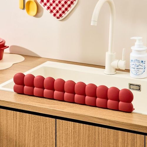 Suction-Cup Silicone Water Barrier Strip – Splash Guard for Kitchen Sinks & Bathroom Washbasins