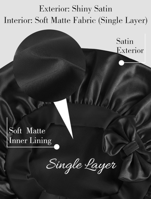 Heatless Curl Satin Bonnet for Sleeping, No Slip Sleep Bonnet with Long Curling Ribbons for Braids & Long Hair