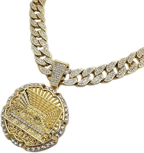 Hip Hop Iced Last Supper Pendant w  20  Full Iced Cuban Choker Chain Necklace Set