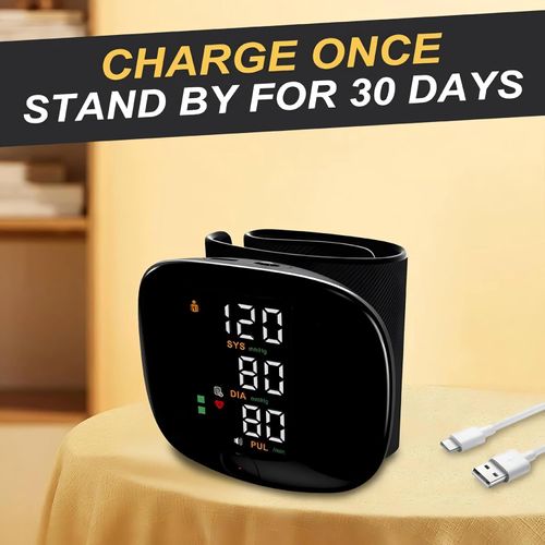 Blood Pressure Monitor Automatic Wrist Machine Large Backlit Display Adjustable Cuff Blood Pressure Detector Voice Broadcast with Carrying Case