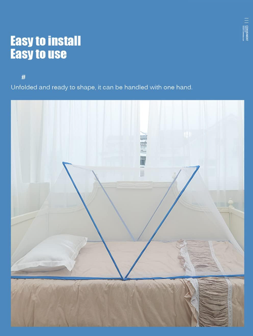 Bed Netting Cover Room Decoration Canopy Collapsible Portable Sleeping Tent Adults Bed Curtain for Travel Bedroom Living Room Camping Gifts, Blue 190x160x80cm