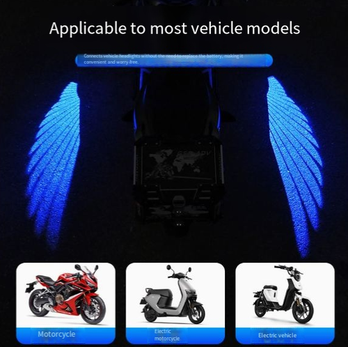 Universal Motorcycle Angel WingsGround Projection Light — Modified Chassis Welcome & Ambient Lighting — New Model Full-Vehicle Underglow Welcome Projector