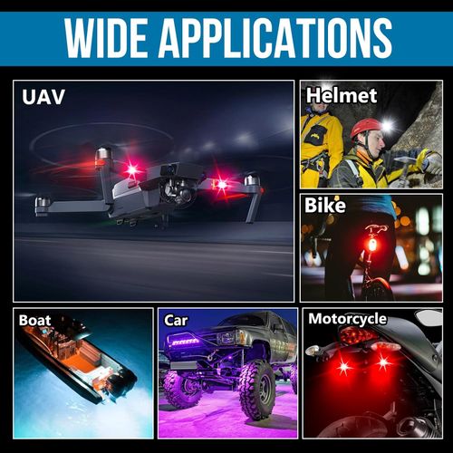 2Pcs Wireless Strobe Lights with Remote - MIRUNNY 7 Colors High Brightness Anti Collision Flashing Lights USB Rechargeable for Drone Aircraft Trucks Motorcycle Car Bike