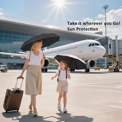 Travel Essentials Mini Umbrella for Purse With Case Small Compact UV Sun Protection Lightweight Tiny Pocket Manual Open Close Umbrella for Women Kids and Men Fit Purse Backpack