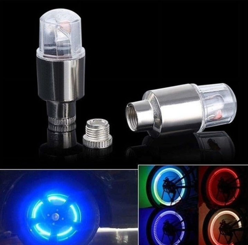 4pcs Bike Car Motorcycle Wheel Tire Tyre Valve Cap Flash LED Light Spoke Lamp Car Stem Cap