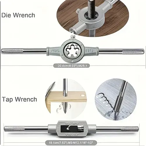 20 PCS Tap and Die Set - Metric Size M3, M4, M5, M6, M7, M8, M9, M10, M12 Tap Set and Die Set Threads Tapping Threading Tool Kit with Wrench Handle, Storage Box