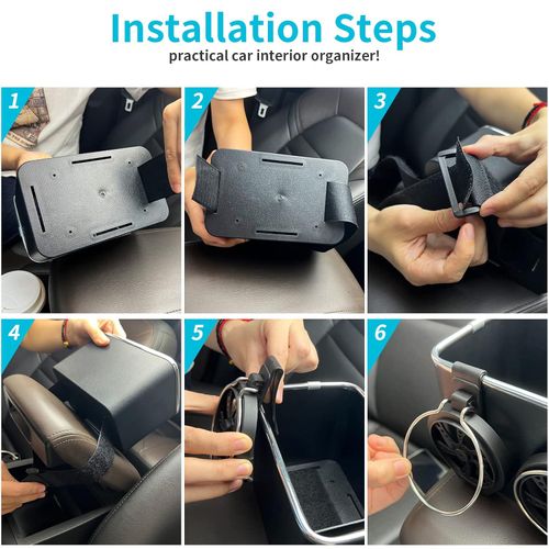 Car Armrest Storage Box Water Cup Holder, TikTok Car Seat Organizer Tissue Storage with Cup Holder, Multifunctional Car Organizers for Water Cup, Coffee, Drink, Paper Towels Cellphones