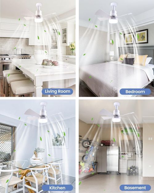 Socket Fan Light with Remote Control - socket ceiling fan 15.75-in ceiling fans with lights and remote Ideal for Bedroom Kitchen Dining Room and Living Room balcony Garage restaurant shop indoor
