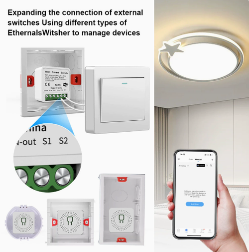 WiFi Mini Smart Switch Module (In-Wall Box Mount) – Cozylife Remote Control, Timer, and App Support