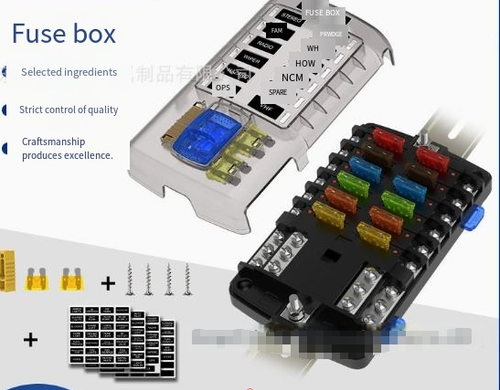 12-Way Independent Positive & Negative Fuse Box — Specialized Automotive, Yacht, and RV Modification Accessory — 12-Slot Fuse Holder with Independent Polarity — Circuit Protection Component