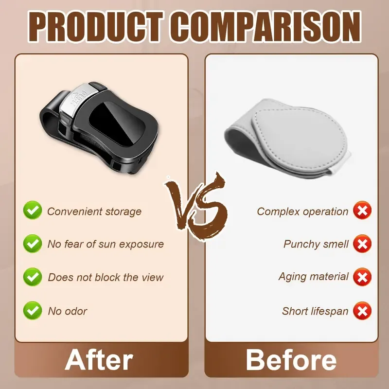 Car Sunglasses Holder Clip, Universal Visor Eyeglass Organizer for Easy Access, Space Saving Interior Accessory for Truck and Sedan
